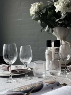 Vinglas Rødvin Rillet med guld kant - 4 stk