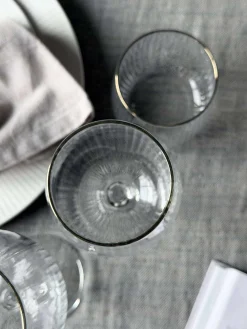 Vinglas Rødvin Rillet med guld kant - 4 stk