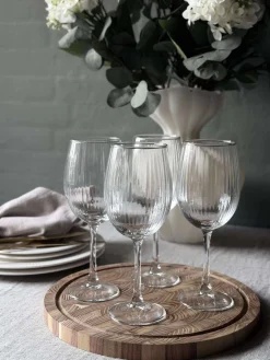 Vinglas Rødvin Rillet med guld kant - 4 stk