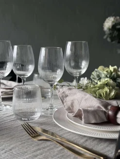 Vinglas Rillet med guld kant - 4 stk. 350ml