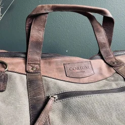 Weekendtaske i skind og kanvas - Canvas HUNTER