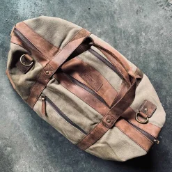 Weekendtaske i skind og kanvas - Canvas HUNTER