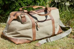 Weekendtaske i skind og kanvas - Canvas HUNTER