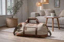 Weekendtaske i skind og kanvas - Canvas HUNTER