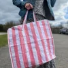 XL strandtaske med Strib - Rød