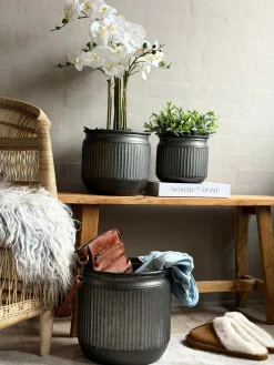 Zink potte med riller – 3 stk.