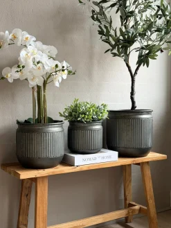 Zink potte med riller – 3 stk.